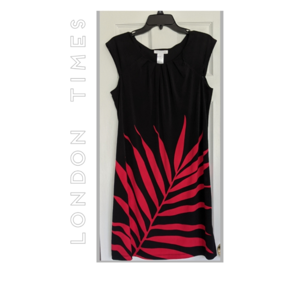 DONATED - London Times - Black/Fuschia Palm Dress